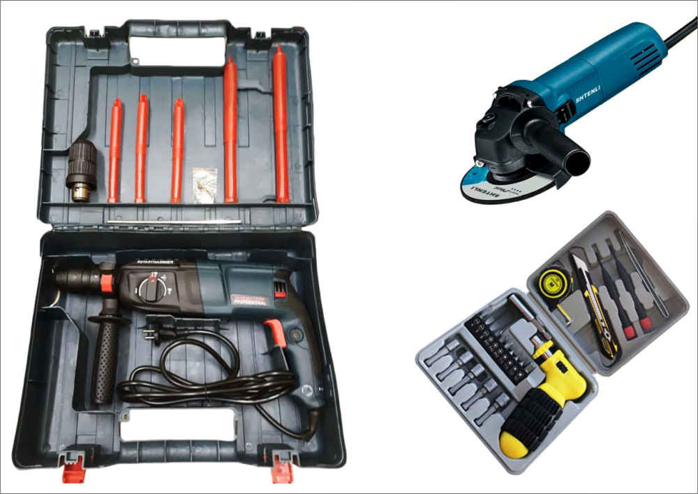 Перфоратор Shtenli 1120P + набор инструментов + Угловая шлифмашина - фото1 Перфоратор Shtenli 1120P + набор инструментов + Угловая шлифмашина - фото1